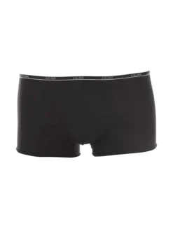 Boxer noir Plumes avec liseré et logo sur la ceinture élastiquée coupe courte