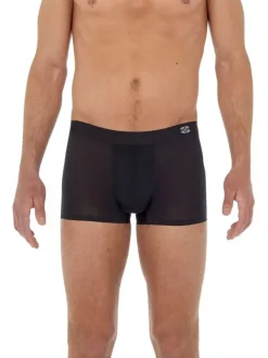 Boxer noir uni à coupe classique avec logo blanc sur bande élastiquée