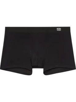 Boxer noir uni à coupe classique avec logo blanc sur bande élastiquée