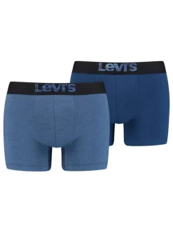 Boxers coton stretch homme bleu marine et bleu, lot de 2
