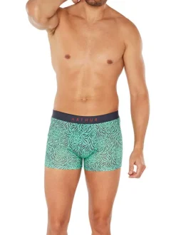 Boxer vert en coton fantaisie avec motif tigres