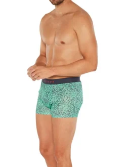 Boxer vert en coton fantaisie avec motif tigres