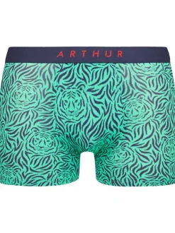 Boxer vert en coton fantaisie avec motif tigres