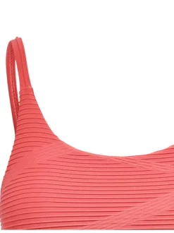 Brassière corail texturée col rond à bretelles ajustables et imprimés graphiques en relief