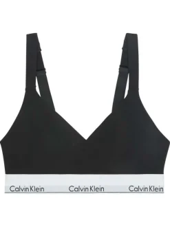 Brassière en coton mélangé noire unie avec bande élastiquée blanche
