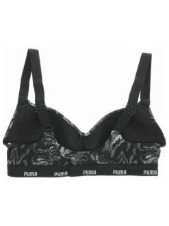 Brassière en coton noire à imprimé camouflage avec des bretelles réglables