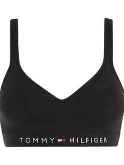 Brassière noire unie avec bande de maintien noire logotypée