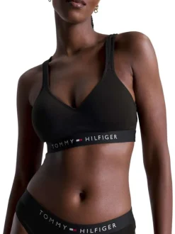 Brassière noire unie avec bande de maintien noire logotypée