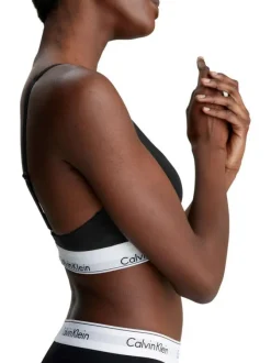 Brassière noire unie avec bande élastiquée avec nom de la marque