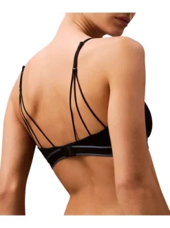 Brassière noire unie avec logo iconique de la marque et bretelles ajustables