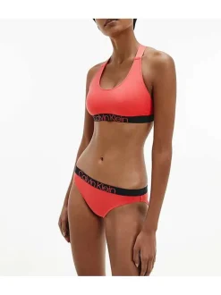 Brassière rose en coton mélangé unie