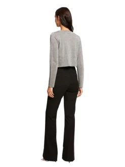 Cardigan anthracite pailleté à coupe cropped col v et à manches longues