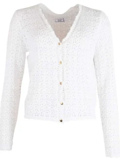 Cardigan blanc uni avec une coupe droite et des manches longues
