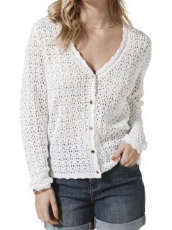 Cardigan blanc uni avec une coupe droite et des manches longues