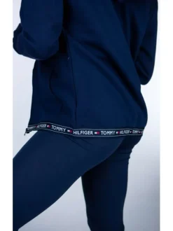 Cardigan à capuche marine uni coupe droite loungewear