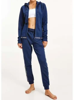 Cardigan à capuche marine uni coupe droite loungewear