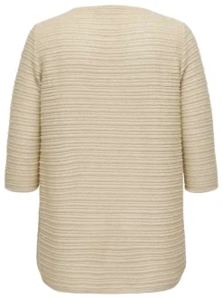 Cardigan écru en maille effet gaufrée à coupe ouvert et à manches longues