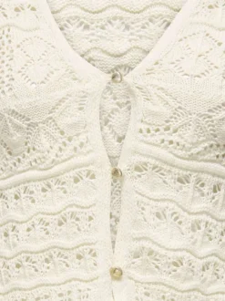 Cardigan écru uni pourvu d'une coupe droite et de manches longues