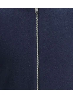Cardigan Emil Knit Baseball zippé marine uni en coton mélangé col mao