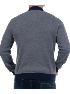 Cardigan gris chiné uni avec une coupe droite et un col montant