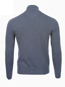 Cardigan homme droit en jersey coton indigo