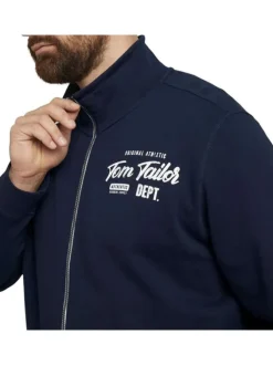 Cardigan marine pour homme en coton avec gros logo coupe droite