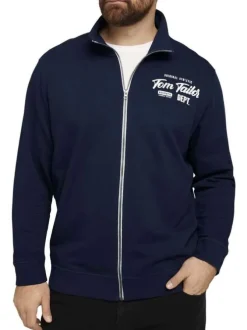 Cardigan marine pour homme en coton avec gros logo coupe droite