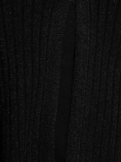Cardigan noir côtelé à coupe droite col v et à manches longues