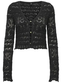 Cardigan noir uni pourvu d'une coupe droite et de manches longues