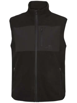 Cardigan sans manches noir polaire avec une coupe droite et un col montant