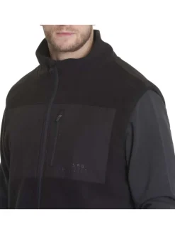 Cardigan sans manches noir polaire avec une coupe droite et un col montant