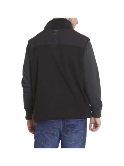 Cardigan sans manches noir polaire avec une coupe droite et un col montant