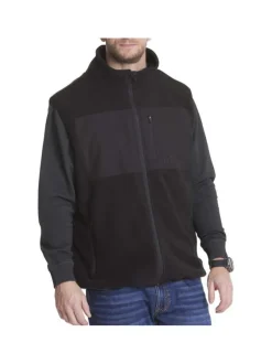 Cardigan sans manches noir polaire avec une coupe droite et un col montant