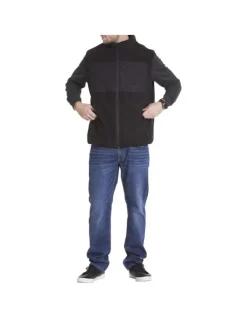 Cardigan sans manches noir polaire avec une coupe droite et un col montant