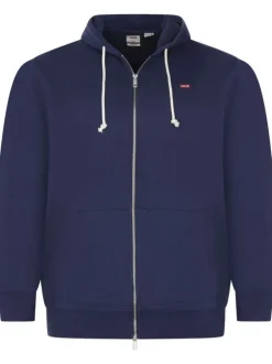 Cardigan zippé Levi's® en coton marine uni avec une coupe droite