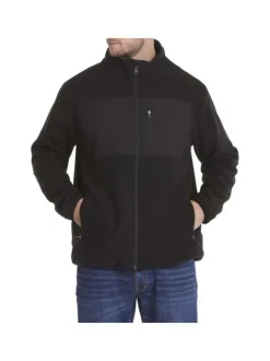 Cardigan zippé polaire noir à coupe droite col montant et à manches longues
