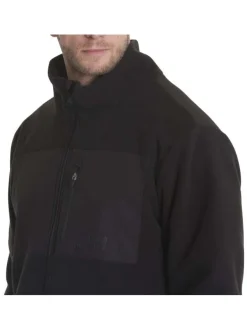 Cardigan zippé polaire noir à coupe droite col montant et à manches longues