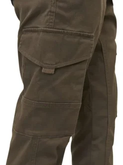 Cargo en coton biologique chocolat uni à coupe slim fit et à taille basse