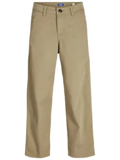 Cargo en coton camel uni à coupe droite avec logo blanc et bleu