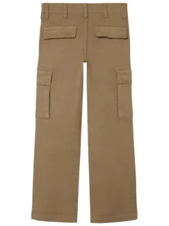 Cargo en coton camel uni avec une coupe regular fit et une taille basse