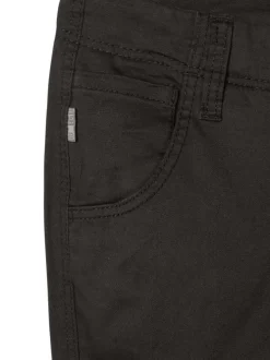 Cargo en coton noir uni avec une coupe slim élastiquée aux ourlets et 6 poches
