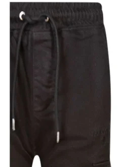 Cargo noir uni à coupe slim avec taille élastiquée et 2 poches à rabat