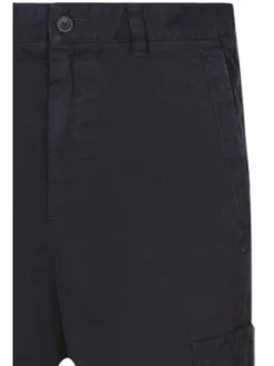 Cargo en coton bleu marine uni avec une coupe tapered et des poches