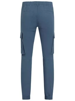 Cargo en coton bleu uni à coupe skinny avec une taille et des ourlets élastiqués
