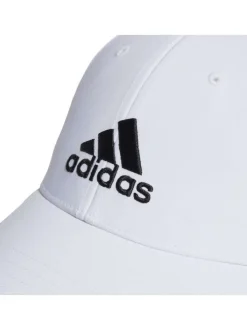 Casquette blanche unie avec logo et nom de la marque brodé en noir