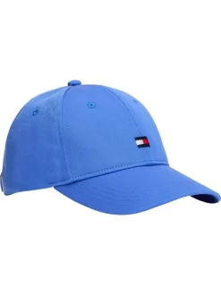 Casquette bleue unie en coton pourvu d'une fermeture strapback