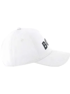 Casquette en coton blanche unie avec logo noir brodé à l'avant