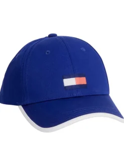 Casquette en coton bleue unie avec logo de la marque brodé à l'avant