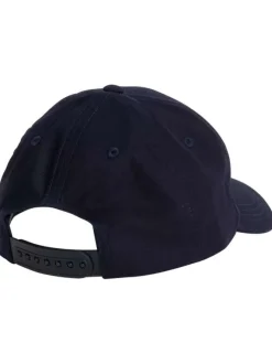 Casquette en coton marine unie avec une fermeture à picots à l'arrière
