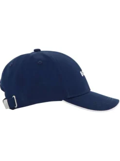 Casquette en coton marine pourvue du nom de la marque à l'avant